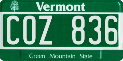 VT license plate COZ836