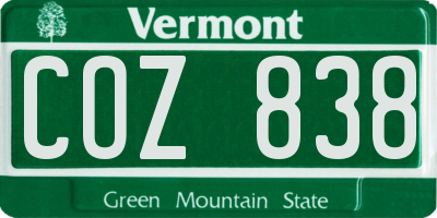 VT license plate COZ838