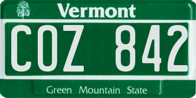 VT license plate COZ842