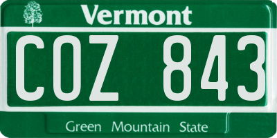 VT license plate COZ843