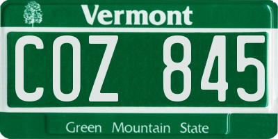 VT license plate COZ845