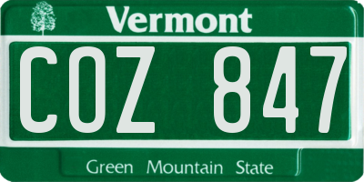 VT license plate COZ847