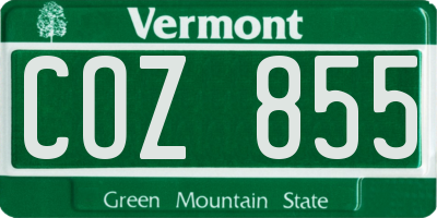 VT license plate COZ855