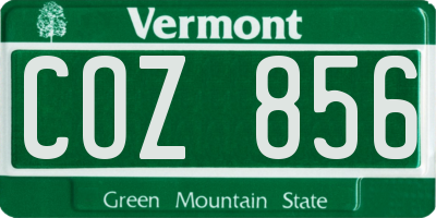 VT license plate COZ856