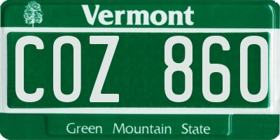 VT license plate COZ860