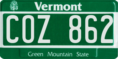 VT license plate COZ862
