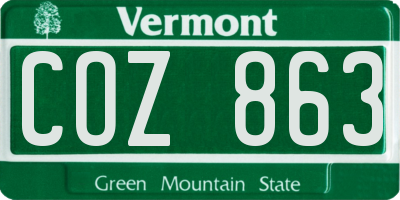 VT license plate COZ863
