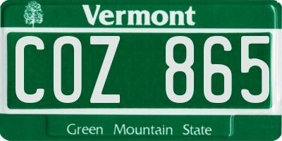 VT license plate COZ865