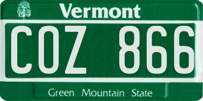 VT license plate COZ866
