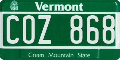 VT license plate COZ868