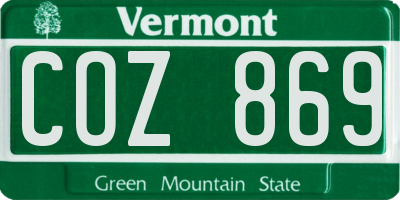VT license plate COZ869