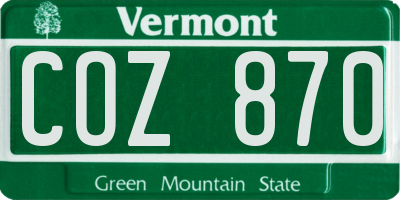 VT license plate COZ870