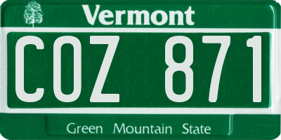 VT license plate COZ871