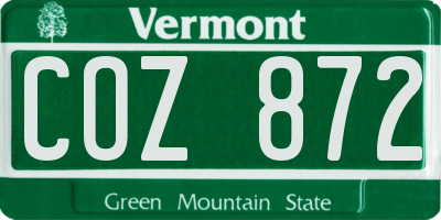 VT license plate COZ872