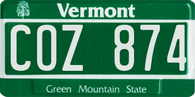 VT license plate COZ874