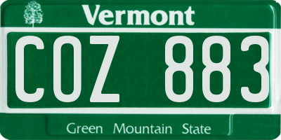 VT license plate COZ883