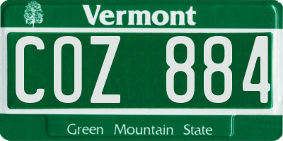 VT license plate COZ884