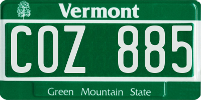 VT license plate COZ885