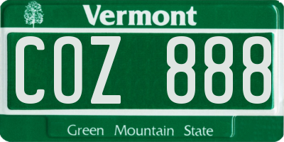 VT license plate COZ888
