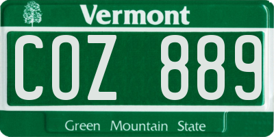 VT license plate COZ889