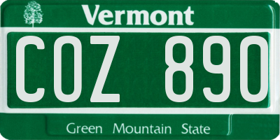 VT license plate COZ890