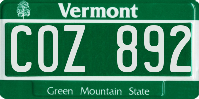 VT license plate COZ892