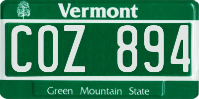 VT license plate COZ894