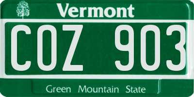 VT license plate COZ903