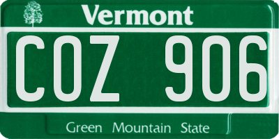 VT license plate COZ906