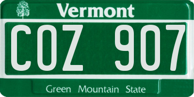 VT license plate COZ907