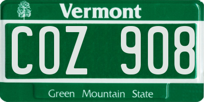 VT license plate COZ908
