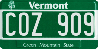 VT license plate COZ909