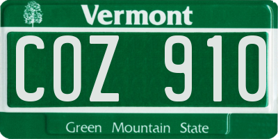 VT license plate COZ910