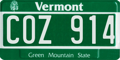 VT license plate COZ914