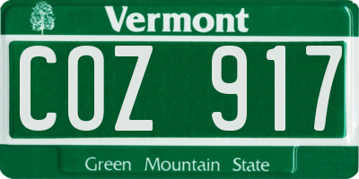 VT license plate COZ917