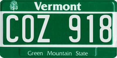 VT license plate COZ918