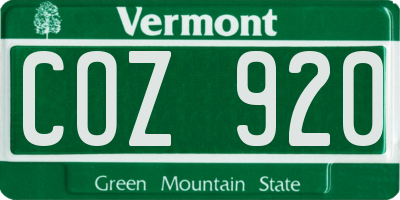 VT license plate COZ920