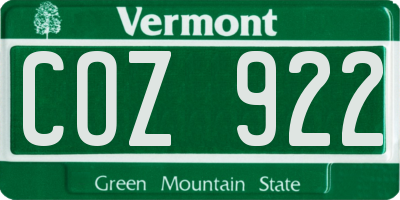VT license plate COZ922