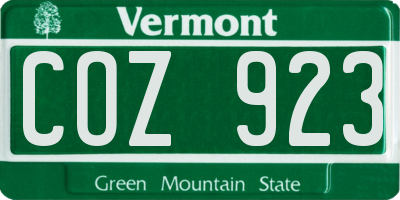 VT license plate COZ923