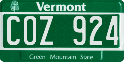 VT license plate COZ924