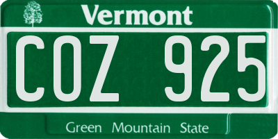 VT license plate COZ925