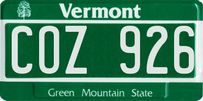 VT license plate COZ926