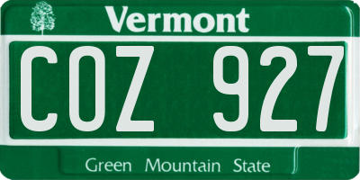 VT license plate COZ927