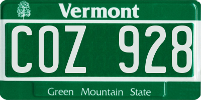 VT license plate COZ928