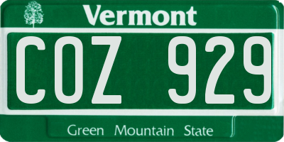 VT license plate COZ929