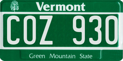 VT license plate COZ930