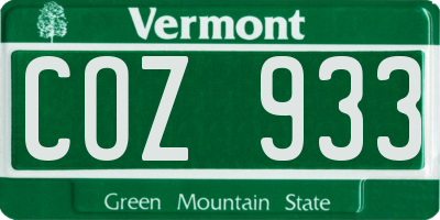VT license plate COZ933
