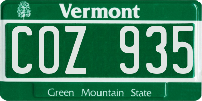 VT license plate COZ935