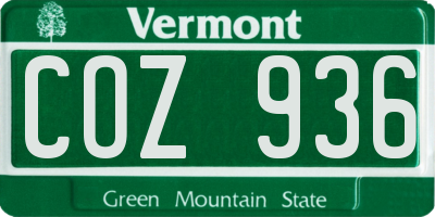 VT license plate COZ936