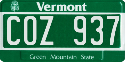 VT license plate COZ937